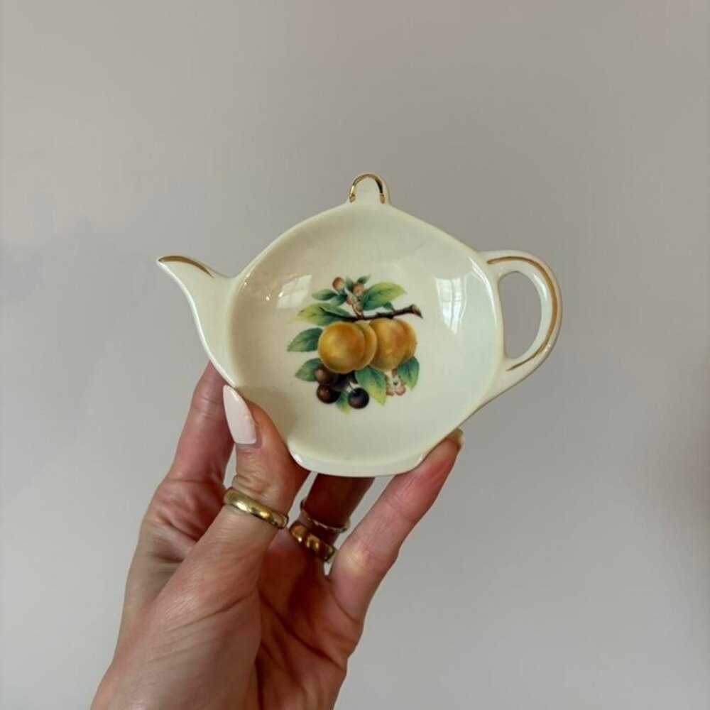 Ceramic teapot tea bag holder trinket dish spoon rest